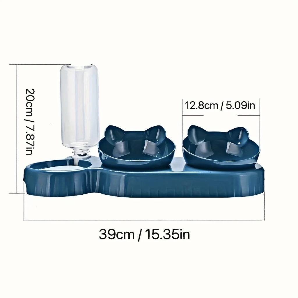 Pet Bowls With Water Feeder Ear Design Tilted Cat