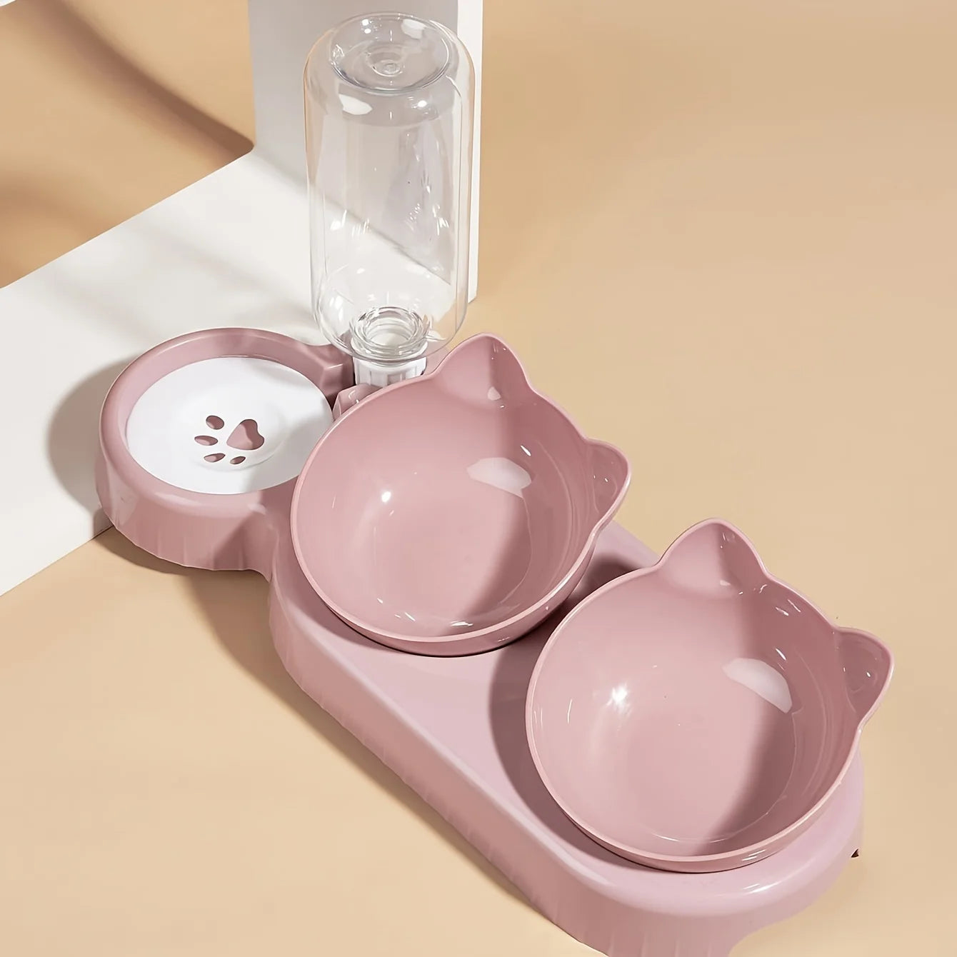 Pet Bowls With Water Feeder Ear Design Tilted Cat