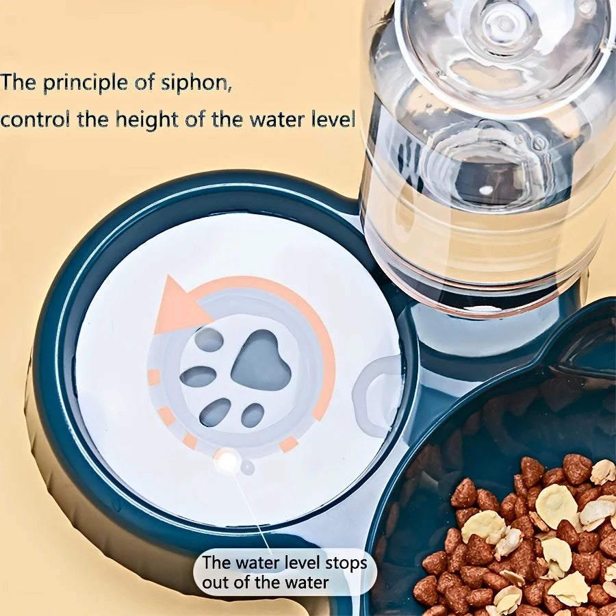 Pet Bowls With Water Feeder Ear Design Tilted Cat