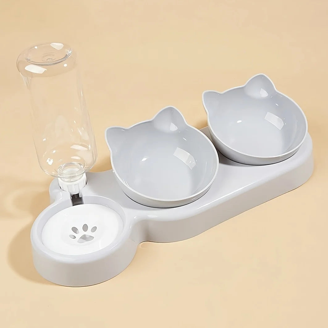 Pet Bowls With Water Feeder Ear Design Tilted Cat