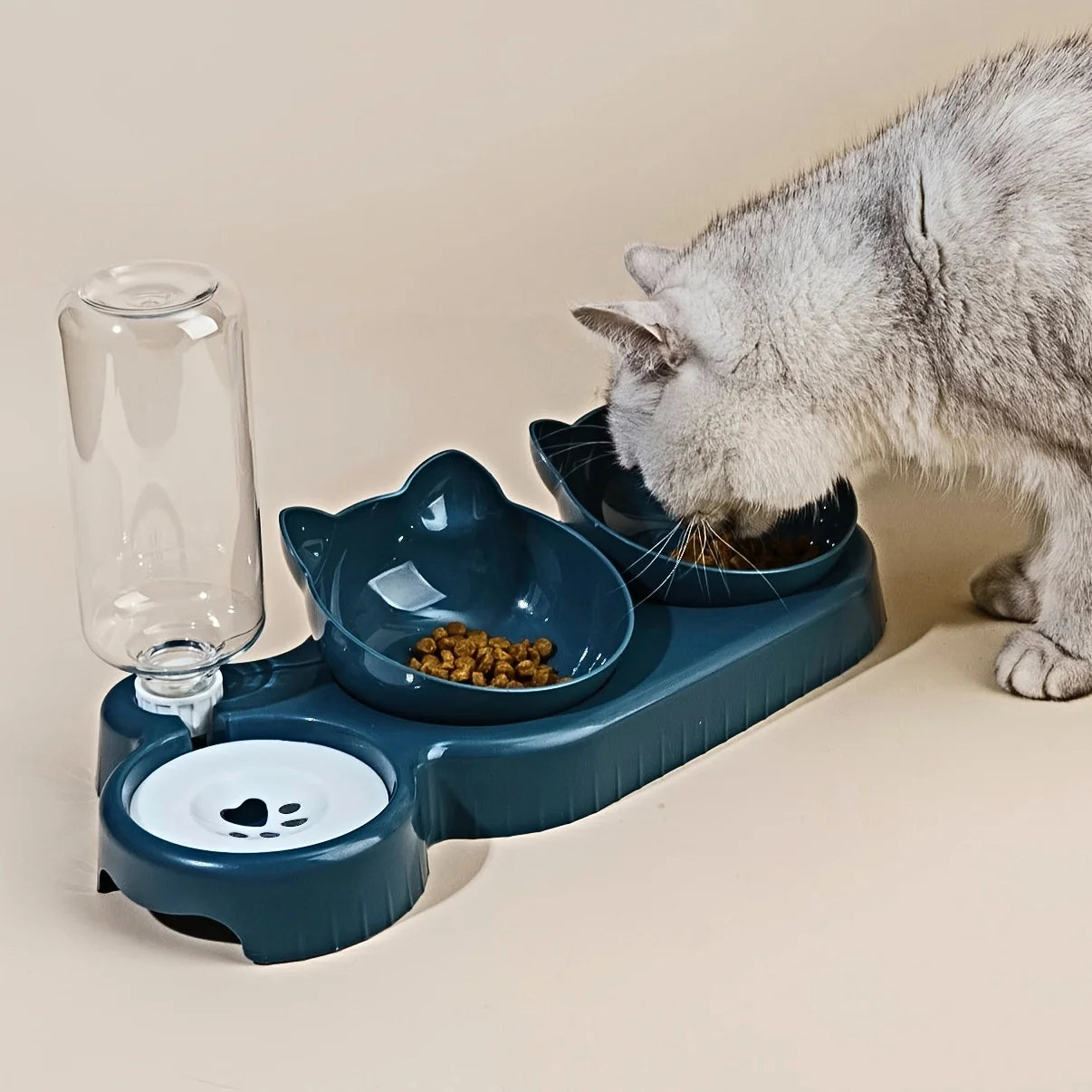 Pet Bowls With Water Feeder Ear Design Tilted Cat