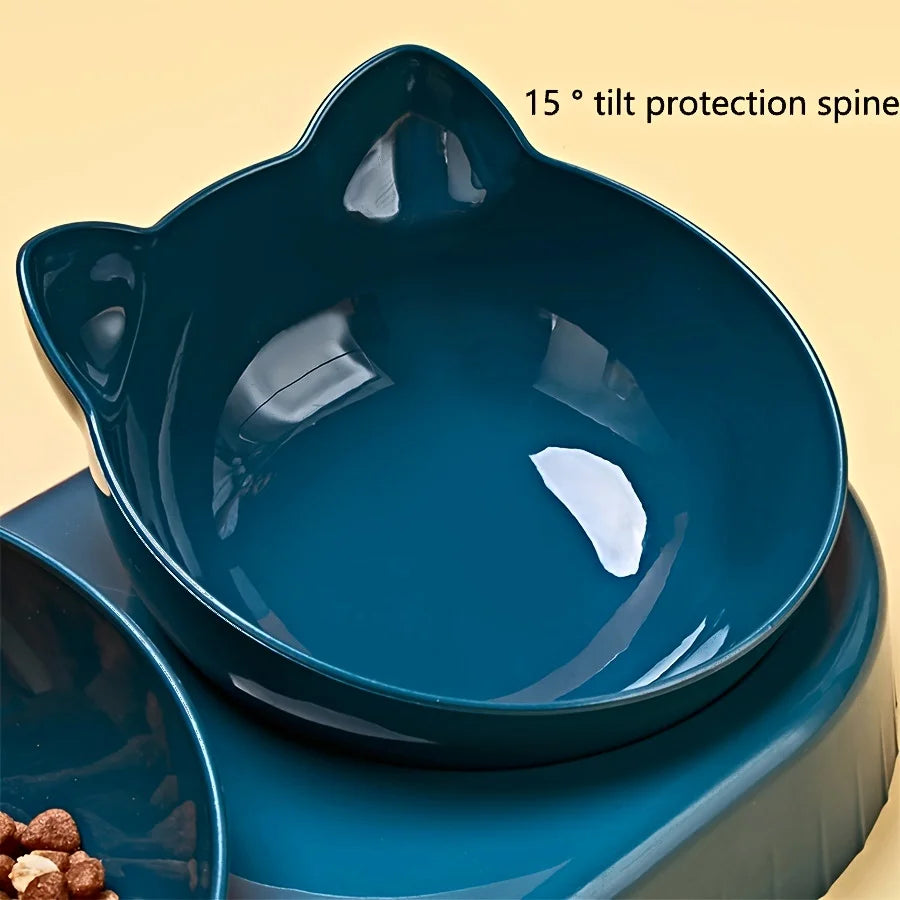 Pet Bowls With Water Feeder Ear Design Tilted Cat