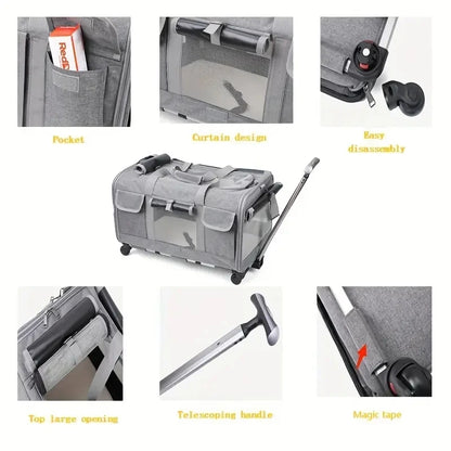 Extra Large Portable Pet Trolley Case Detachable Dog